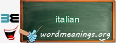WordMeaning blackboard for italian